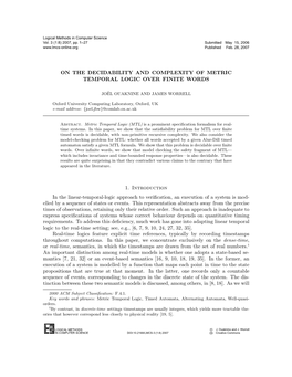 On the Decidability and Complexity of Metric Temporal Logic Over Finite Words