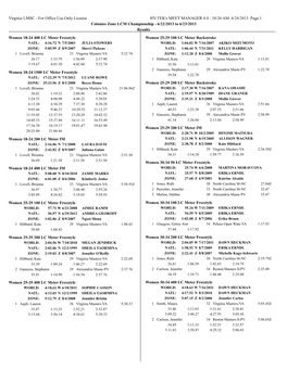 Virginia LMSC - for Office Use Only License HY-TEK's MEET MANAGER 4.0 - 10:26 AM 6/24/2013 Page 1 Colonies Zone LCM Championship - 6/22/2013 to 6/23/2013 Results