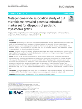 Metagenome-Wide Association Study of Gut Microbiome Revealed