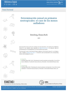 Determinación Sexual En Primates Neotropicales: El Caso De Los Monos Aulladores