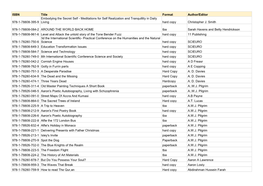 ISBN Title Format Author/Editor 978-1