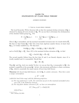 The Statements of Class Field Theory