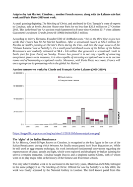 Artprice by Art Market: Cimabue… Another French Success, Along with the Lalanne Sale Last Week and Paris Photo 2019 Next Week