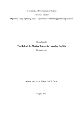 The Role of the Mother Tongue in Learning English