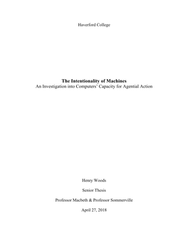 The Intentionality of Machines an Investigation Into Computers’ Capacity for Agential Action