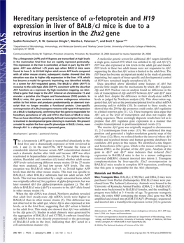 Fetoprotein and H19 Expression in Liver of BALB Cj Mice Is Due