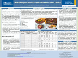 Microbiological Quality of Steak Tartare in Toronto, Ontario