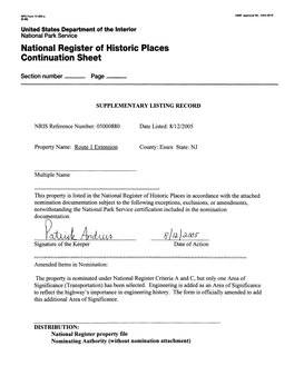 National Register of Historic Places Continuation Sheet