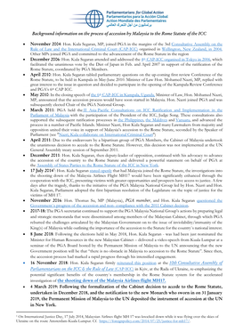 Background Information on the Process of Accession by Malaysia to the Rome Statute of the ICC