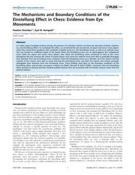 The Mechanisms and Boundary Conditions of the Einstellung Effect in Chess: Evidence from Eye Movements