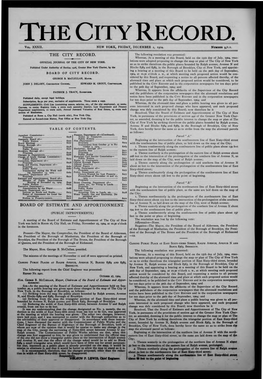 The City Record. Board of Estimate and Apportionment