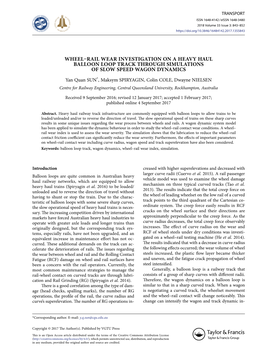 Wheel–Rail Wear Investigation on a Heavy Haul Balloon Loop Track Through Simulations of Slow Speed Wagon Dynamics