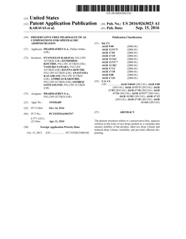 (12) Patent Application Publication (10) Pub. No.: US 2016/0263023 A1 KARAVAS Et Al