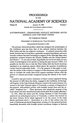 Prehistoric Contact Between South America and the West Indies