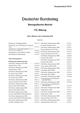 Plenarprotokoll 19/172 Vom 9. September 2020