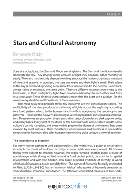 Stars and Cultural Astronomy