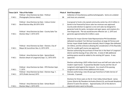 Times-Call # Title of File Folder Photo # Brief Description Political - Area Elections by Date - Political Collection of Miscellaneous Political Photographs