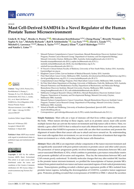 Mast Cell-Derived SAMD14 Is a Novel Regulator of the Human Prostate Tumor Microenvironment