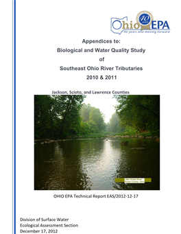 Appendices To: Biological and Water Quality Study of Southeast Ohio River Tributaries 2010 & 2011