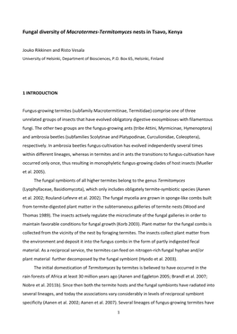 Fungal Diversity of Macrotermes-Termitomyces Nests in Tsavo, Kenya