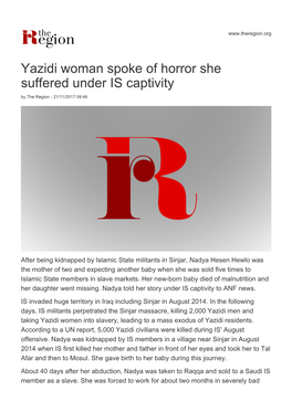Yazidi Woman Spoke of Horror She Suffered Under IS Captivity by the Region - 21/11/2017 09:46
