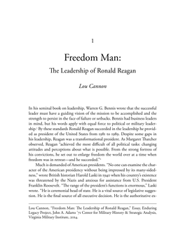 Freedom Man: the Leadership of Ronald Reagan