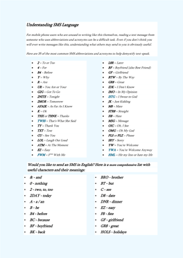 Understanding SMS Language