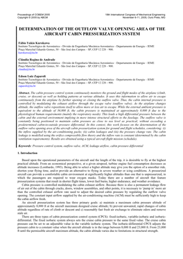 Determination of the Outflow Valve Opening Area of the Aircraft Cabin Pressurization System