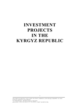 Investment Projects in the Kyrgyz Republic