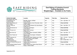 East Riding of Yorkshire Council Trading Standards Weighbridges – Available to the Public