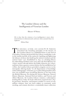 The London Library and the Intelligentsia of Victorian London