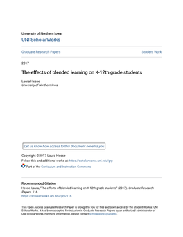 The Effects of Blended Learning on K-12Th Grade Students