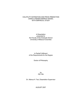 Volatility Estimation and Price Prediction Using a Hidden Markov Model with Empirical Study