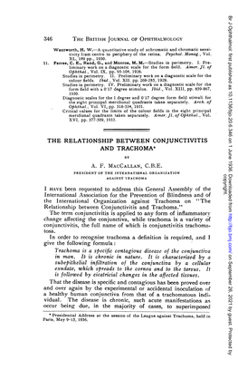 The Relationship Between Conjunctivitis and Trachoma*