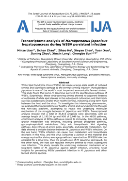 Transcriptome Analysis of Marsupenaeus Japonicus Hepatopancreas During WSSV Persistent Infection