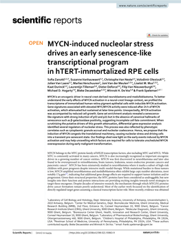 MYCN-Induced Nucleolar Stress Drives an Early Senescence-Like