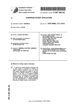 Method for Making Organic Carbonates