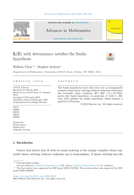 L(ℝ) with Determinacy Satisfies the Suslin Hypothesis