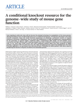 A Conditional Knockout Resource for the Genome-Wide Study of Mouse Gene Function