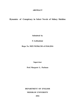 Dynamics of Conspiracy in Select Novels of Sidney Sheldon