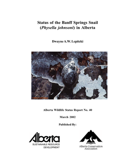 Status of the Banff Springs Snail in Alberta