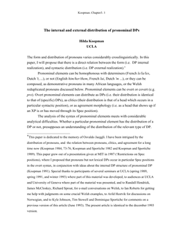 The Internal and External Distribution of Pronominal Dps