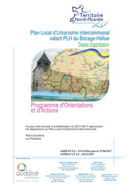 Auddicé Dispositions Du Plan Local D’Urbanisme Intercommunal.Formation Fait À Doullens, Le Président