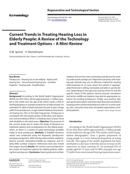 Current Trends in Treating Hearing Loss in Elderly People: a Review of the Technology and Treatment Options – a Mini-Review