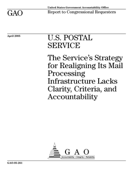 Gao-05-261, Us Postal Service