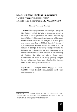 “Uncle Wiggily in Connecticut” and Its Film Adaptation My Foolish Heart