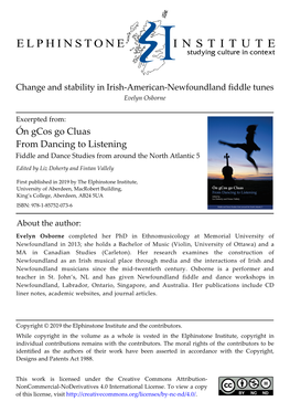 Change and Stability in Irish-American-Newfoundland Fiddle Tunes Evelyn Osborne