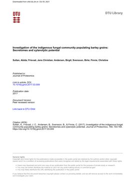 Investigation of the Indigenous Fungal Community Populating Barley Grains: Secretomes and Xylanolytic Potential