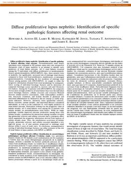 Diffuse Proliferative Lupus Nephritis: Identification of Specific Pathologic Features Affecting Renal Outcome