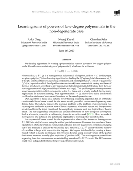 Learning Sums of Powers of Low-Degree Polynomials in the Non-Degenerate Case